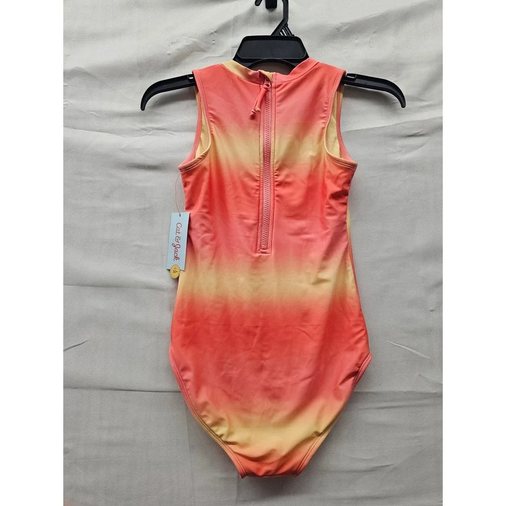 Cat & Jack Girls Ombre One Piece Swimsuit Orange Polyester Blend Size Large
